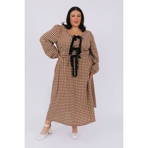 One Loved Babe Dress Womens 4XL Gingham Plaid Cottagecore Boho Cotton Blend